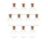 10Pcs Mini Glass Bottles with Cork Lids, Heart Shape Tiny Glass Jars, Wishing Bottles, Small DIY Decorative Craft Vials for DIY Crafts Party Weddings Decoration Storage Accessories