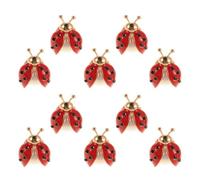10pcs Mini Ladybug Brooch Rhinestone Crystal Alloy Lapel Pin