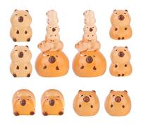 10pcs Mini Miniature Capybara Figures, Small Little Resin Capybara Model Tiny Classic Glowing Animals Fairy Garden Landscape for Desktop Toy House Birthday Decoration