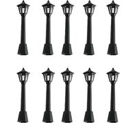 10Pcs Mini Miniature Street Light Model, Railway Train Post Lamps, Black Lamp Outdoor Pathway Lantern Post for Dollhouse Decoration Micro Landscape Fairy Garden Lighting Accessories, Black