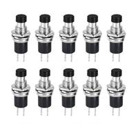 10Pcs Mini Momentary Push Button Switch 1A 250V AC SPST 2 Pin Normally Open | Ideal for DIY electronics, prototypes & control panels | Includes mounting nuts & washers