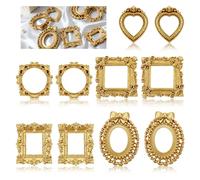 10pcs Mini Photo Frame Vintage Mini Picture Frames Gold Small Small Miniature Picture Frames for Crafts Vintage Resin Tiny Photo Frame Little Gold for DIY Jewelry Party Hotel Holiday Decor