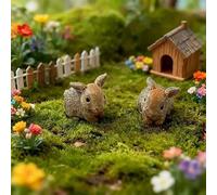 10PCS Mini Rabbit Figurines - Resin Fairy Garden Accessories for DIY Terrarium, Bonsai, Moss Landscape, Succulent Planter & Micro Garden Decor, Whimsical Desktop, Shelf & Home Display Ornaments
