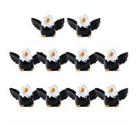 10pcs Mini Resin Bald Eagle Figurines, Patriotic Mini Resin Eagles Tiny Eagle Figures Miniature Birds Statue Ornaments Bulk, Independence Day Party Favors Table Centerpieces Decor (Black A)