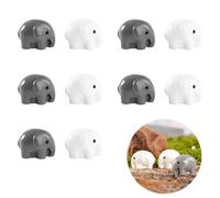 10PCS Mini Resin Elephants Decorative Figurines，Mini Resin Animals Couple Ornaments Small Tabletop，Tiny Elephants Trinkets Creative Miniature Display and Small Plastic Animals Collection Set
