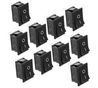 10pcs Mini Rocker Button Switch Kcd1-101 15x21mm 2 Position Two Pin | Easy Installation, for Electronic Devices, Boat Shaped Design, Black Plastic, Portable Use