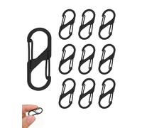 10Pcs Mini S Carabiner Clips, Double-Sided Spring Keychain Carabiner Clasps, Zipper Pull Locks Spring Snap Hook Key Purse Holder Organizer (Black S)