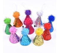 10Pcs Mini Small Dog Hats - Adjustable Headbands for Festive Occasions Colorful Party Accessories for to Celebrate Birthdays and Holidays 10PCS (Yellow, 18x18x4cm)