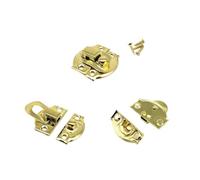 10pcs Mini Small Golden Silver Bronze Jewelry Chest Gift Wooden Box Case Toggle Latch Hasp Hook Can Lock Lockable with Screws for Furniture(A Golden 20x21mm)