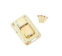 10pcs Mini Small Golden Silver Bronze Jewelry Chest Gift Wooden Box Case Toggle Latch Hasp Hook Can Lock Lockable with Screws for Furniture(Gold)