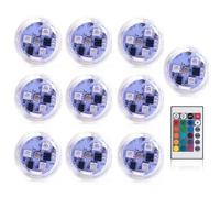 10Pcs Mini Submersible LED Lights with Remote Control Waterproof Underwater RGB Small Colour Changing Tea Lamps with 13 Colors for Aquarium Garden Party Halloween Christmas Deco