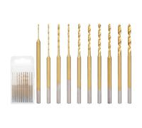 10Pcs Mini Twist Drill Bit Set, 2.35mm Shank & 0.6mm-2.2mm Precision Small Drill Bits,Titanium-Coated Micro Drills Bits for Wood, Jewelry, Resin, Amber, Circuit Board & DIY Craft Projects