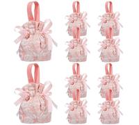 10PCS Mini Wedding Gift Bags - Stylish Pink Canvas Drawstring Bags with Handles for Candy, Perfect Thank You Bag for Weddings, Valentine's Day, Baby Showers & Graduation Ceremonies