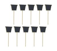 10pcs Mini Wood Chalkboard Topper Plant Labels | Erasable Writing Surface, Wooden Sticks Insert Design, Black Finish, Simple Setup for Nurseries, Parties