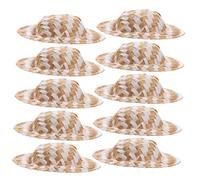 10Pcs Miniature Doll Hats Woven Straw Craft Accessories for DIY Photo Props Home Decoration and Creative Play Dollhouses and Gardens