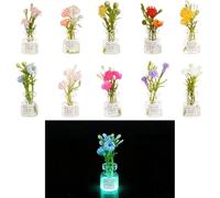 10pcs Miniature Dollhouse Plant Flowers, Luminous Mini Faux Vase Flowers 1:12 Small Glow in The Dark Doll House Plants Decor Accessories for Micro Landscape Garden Tiny Scene Decorations DIY Crafts