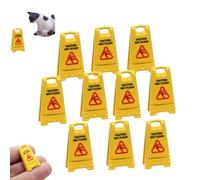 10pcs Miniature Dollhouse Wet Floor Warning Signs, Mini Caution Sign Miniature Wet Floor Warning Signs for Dollhouse, Realistic 1/12 Scale Yellow Plastic Notice for Dollhouse, Fairy Garden Decoration