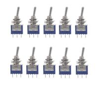 10Pcs Miniature Latching Toggle Switch SPDT DPDT 120VAC 6A 1/4 Inch Mounting MTS-102 103(10 X mts-101)