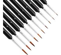 10Pcs Miniature Paint Brushes, Detail Fine Tip Paint Brushes Set with Ergonomic Handle - Suitable for Acrylic Painting, Oil, Watercoloring, Face, Nail, Scale Model Painting, Line Drawing
