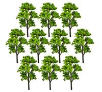 10pcs Miniature Trees, 3.4" Plastic Mini Model Trees, Green Miniature Plants for Moss Bonsai Micro Landscape Fairy House Accessories, for Crafts