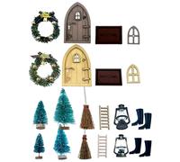 10pcs Miniature Wooden Gnome Door Set for Dollhouses - Fairy Door Christmas Decorations, Crafted Dollhouse Accessories