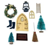 10pcs Miniature Wooden Gnome Door Set for Dollhouses - Fairy Door Christmas Decorations, Crafted Dollhouse Accessories