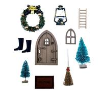10pcs Miniature Wooden Gnome Door Set for Dollhouses - Fairy Door Christmas Decorations, Crafted Dollhouse Accessories