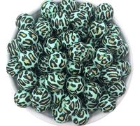10pcs Mint Leopard Silicone Beads 15mm, Leopard Silicone Beads, Animal Bead, Silicone Loose Beads, Jewelry Beads, Beads for Keychains