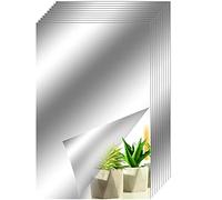 10pcs Mirror Wall Stickers DIY Decorative Mirrors Self-Adhesive Mosaic Tiles PET Home Decoration Mirror Decor Sticker Wall Treatments for Bathroom 23x15cm