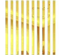 10Pcs Mirror Wall Stickers, Striped Design, Mirror Art Tile Decal DIY Self Adhesive Wall Line Border Decals, Removable Acrylic Mirror Sheets Wall Sticker, Wall Stickers for Home Decor 5 * 20cm (Gold)
