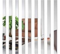 10Pcs Mirror Wall Stickers Striped Design Mirror Art Tile Decal DIY Self Adhesive Wall Line Border Decals Removable Acrylic Sheets Murals for Home Decor,Wall Treatments and Supplies 5脳20