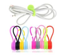 10PCS Mixed Colors Magnetic Cable Ties, Silicone Cable Clips, Reusable Portable Cable Clips Cable Straps for Managing Messy Wires, Cable Organiser for Phone Earphone Charger