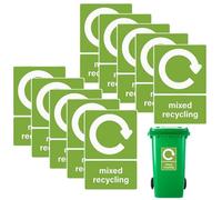 10Pcs Mixed Recycling Bin Sticker Sign,Removable Waterproof Self Adhesive Decal,Trash Can Sign Sticker,Bin Labels for Wheelie Bins,for Home Office Outdoor Indoor,Rectangular, Reusable,High Viscosity