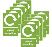 10Pcs Mixed Recycling Stickers for Bin, 15 × 100cm/5.9 × 3.9in Self Adhesive Recycling Signs for Bins, Waterproof Waste Recycle Decals Sign Sticker for Kitchen, Office, School, Outdoor Indoor