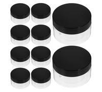10pcs Ml Plastic Storage Jar with Lid Wide Mouth Travel Bottle | Pet Body, Black Cap, Easy Dispensing, Compact Breakage Resistant Design, Casual Outings the Go Use