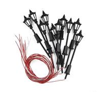 10Pcs Model Railway Street Lights OO Scale 1:75 3V LED Lampposts with Wiring for Model Train Scenery Patio Garden Landscape DIY Layout Accessories, Plastic, Height 110mm