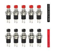 10PCS Momentary Push Button Switch, 2Pin NO Copper Switch, Mini Push Button With Heat Shrink Tubing for Electronic Projects and DIY
