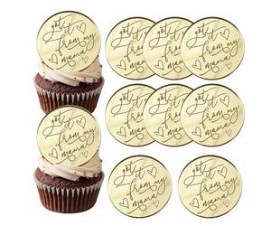 10pcs Mothers Day Cake Toppers, Got it from My Mama Cupcake Toppers Acrylic Gold Round Mirror Engraved Cake Decorations Topper for Mom Birthday Party Decoration