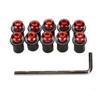 10PCS Motorcycle Windshield Bolt Screws and Nuts Kit for Body Panel and Fairing Attachment, Resistant Aluminum Alloy (red)