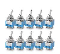 10Pcs MTS-102 103 MTS-202 203 DPDT ON-OFF-ON Toggle Switch ON-OFF SPDT 6mm Mini Power Button Switch with Waterproof Cap(MTS202 Baby Blue)