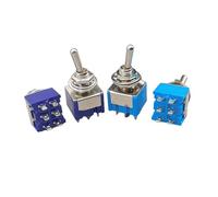 10Pcs MTS-202AC 125V 6A Amps ON/ON 2 Position 6pin Toggle Switch rocker arm switch blue(202 dark blue)