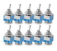 10Pcs MTS102 103 202 203 3/6Pin Toggle Switch ON-ON/ON-OFF-ON Mini Rocker Switch For Car Truck With Solder Terminals(6Pin ON-OFF-ON)