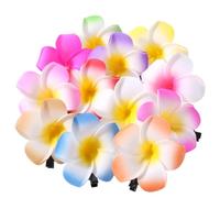 10Pcs Multicolor Hawaii Plumeria Flower Clips Hawaiian Flowers Hair Barrettes Beach Party Hair Clips Artificial Tropical Flower Hairpins for Wedding Hair Accessories (7cm)