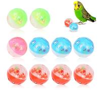 10Pcs Multicolor Parrot Bird Bell Balls, Colorful Bird Playing Chase Training Jingle Ball with Bell Interactive Cats Hamster Toy Parakeet Budgie Cockatiel Rabbit Chewing Biting Toy for Pet