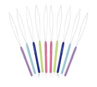 10PCS Multicolored Plastic Hair Extension Loop Needle Tool Loop Threader, Nano Bead Threader Tool Kit with Plastic Handle and Metal Needle, Hair Extension Loop Needle and Hair Bead Tool