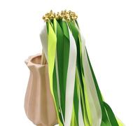 10pcs Multicolour Enchanting Parties Wand Decorative Silk Ribbon Sticks With Bells Wedding Celebration Decorations Wedding Wand With Bells