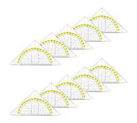 10Pcs Multifunction Set Square Buil in Protractor Geometry Measuring Tool Square Built-in 180 Degrees Protractors Clear Drafting Tools