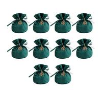 10Pcs Multipurpose Velvety, Dark Green SUGAR BAG HAPPY WORD | Chocolate Holder Storage Pouches for Wedding Birthday Christmas, Velvety Fabric Drawstring Bags, Jewelry