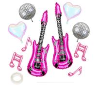 10Pcs Music Note Microphone Foil Balloons Set - 4D Shining Disco Star Balloons, Disco Ball Balloons for Party Decorations, Birthday Dance Concert Music Theme Balloon Decor