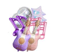 10pcs Music Theme Party Balloons Set, Iridescent Disco Ball Star Guitar And Music Note Foil Balloons For Singer Fans Disco K Hunter Birthday Party Decorations (Pink)
